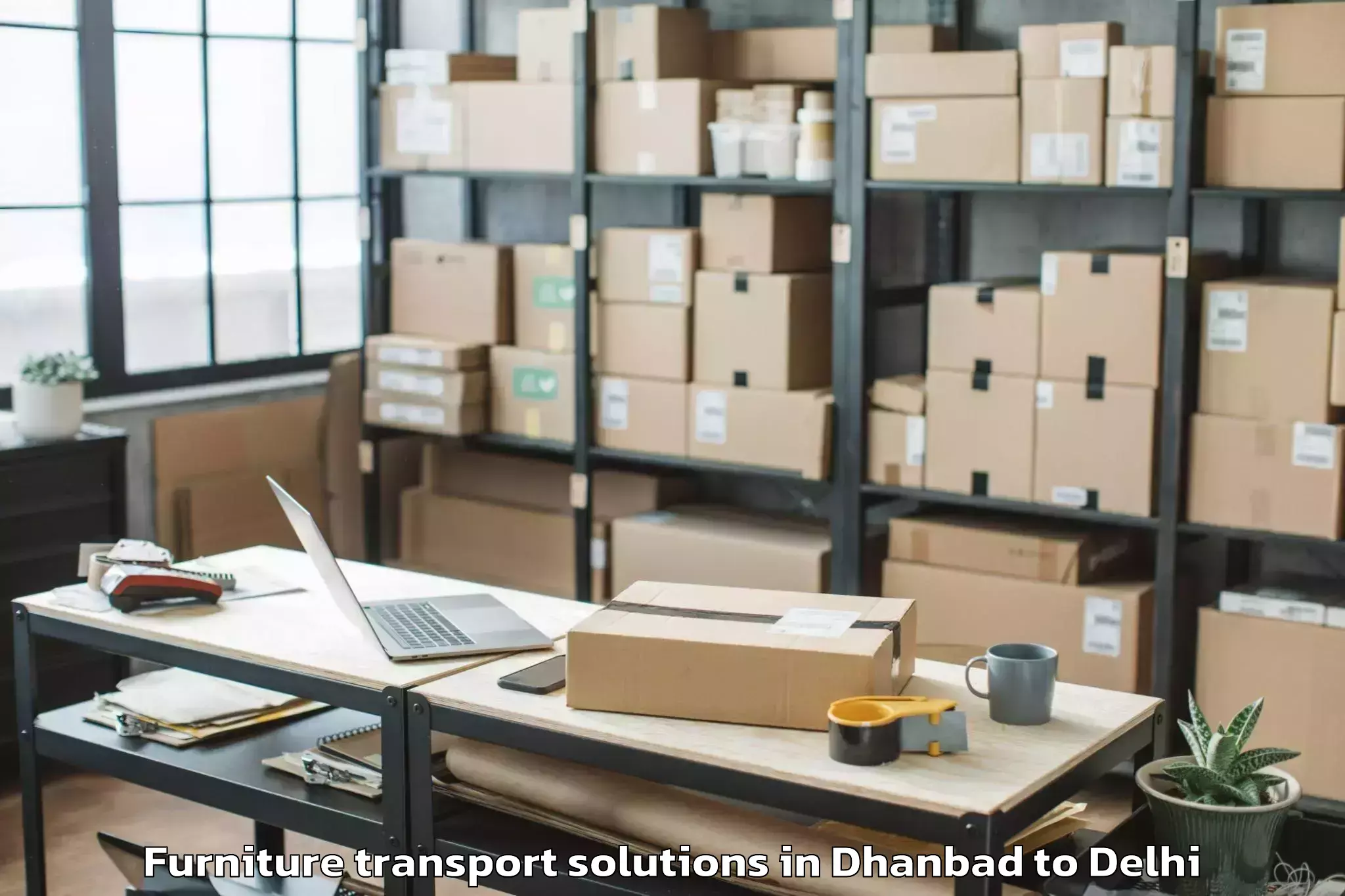 Professional Dhanbad to University Of Delhi Furniture Transport Solutions